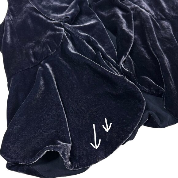 Theory Velvet Draped Vest Sz S Blue Peplum Boho Whimsigoth Witchy Artsy - Picture 11 of 15